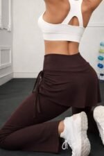 Kadın Yüksek Belli Yandan Büzgülü Paçaya Doğru Geniş Dalgıç Tayt - Görsel 5