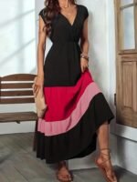 Kadın Kısa Kollu Kruvaze Yakalı çok Renkli Aerobin Elbise - Görsel 4