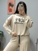 Kadın Uzun Kollu Nope Baskılı Beli Ribanalı Ikili Takım - Görsel 3