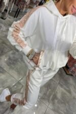 Kadın Uzun Kollu Kapşonlu Pulpayet Detay Viskon Iki Iplik Bluz Ve Pantolon Ikili Takım - Görsel 2