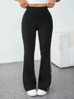 Kadın Yüksel Bel Yan şerit Detaylı Uzun Dalgıç Tayt - Görsel 3