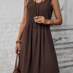 Kadın Askılı Yuvarlak Yakalı önden Pileli Kısa Aerobin Elbise