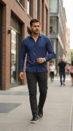 Erkek Uzun Kollu Keten Gömlek - Görsel 3