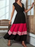 Kadın Kısa Kollu Kruvaze Yakalı çok Renkli Aerobin Elbise - Görsel 6