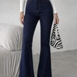 Kadın Yüksek Bel Ispanyol Paça Kot Pantolon