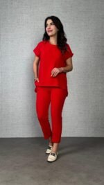 Kadın Kısa Kollu Yuvarlak Yaka Aerobin Bluz Ve Pantolon Ikili Takım - Görsel 2