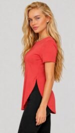 Kadın Yırtmaç Detaylı Viskon Kumaş Bluz - Görsel 3