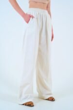 Beli Lastikli Palazo Pantolon - Taş - Görsel 3