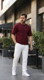 Erkek Duble Kol Basic Tişört - Görsel 4