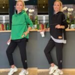 Kadın Yeşil Kapşonlu Etek Ucu Detay Arma Ters Dikiş Gorunumlu Ikili Takım - Görsel 4