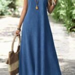 Kadın Askılı V Yakalı Uzun Elbise