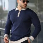 Erkek Kol Ve Yaka Detaylı Uzun Kollu Triko