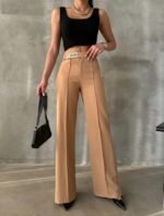 DREAMS ETİKETLİ PALAZZO PANTOLON - Bej - Görsel 2