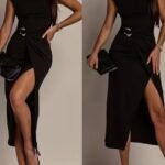 Kadın Kısa Kollu Geometrik Yakalı önden Açık Modal Mini Elbise