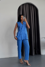 JAKAR KUMAŞ YELEK - PANTOLON TAKIM - Mavi - Görsel 2