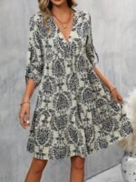 Kadın Uzun Kollu V Yakalı Fırfırlı Mini Süprem Elbise - Görsel 4