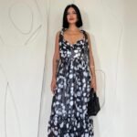 Siyah Şifon Drapeli Elbise