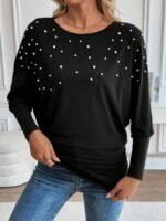 Kadın Uzun Kollu Yuvarlak Yaka Incili Viskon Bluz - Görsel 2