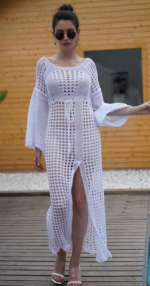 Kadın Ispanyol Kollu Triko Tam Boy Pareo - Görsel 2