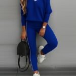 Kadın Uzun Kollu Tek Omuzu Açık Detaylı Viskon Iki Iplik Bluz Ve Pantolon Ikili Takım