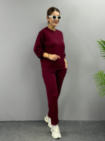 Kadın Uzun Kollu Bisiklet Yaka Viskon Iki Iplik Bluz Ve Pantolon Ikili Takım - Görsel 2