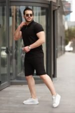 Erkek Yakalı Fermuarlı T-shirt şort Ikili Takım - Görsel 2