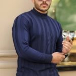 Erkek Yarım Balıkçı Yaka Kabartma Desenli Triko