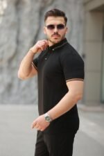 Erkek Düğmeli Yaka Waffle Kumaş Kısa Kollu Tişört - Görsel 2