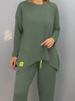 Kadın Iki Iplik Viskon Pamuk Kumaş Arma Detaylı Ikili Takım - Görsel 3