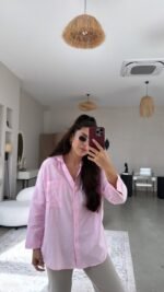 Kadın Tek Cepli Over Size Ketem Gömlek