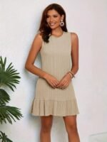 Kadın Askılı Bisiklet Yaka Fırfırlı Kısa Marta Elbise - Görsel 3