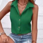 Kadın Sıfır Kol Pamela Kumaş Gömlek