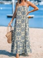 Kadın Ip Askılı Desenli Fırfırlı Süprem Elbise - Görsel 5