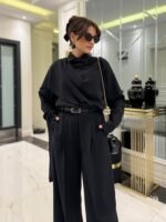 Kadın Uzun Kollu şal Detaylı Bluz Ve Pantolon Ikili Takım (kemer Dahil Değil) - Görsel 3