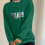 Kadın Uzun Kollu Bisiklet Yaka Desenli Viskon Iki Iplik Bluz