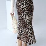 Midi Saten Etek - Leopar