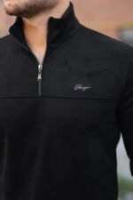 Erkek Süet Yarım Fermuar Dik Yaka Sweat - Görsel 5