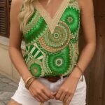 Kadın Askılı V Yaka Dantelli Süprem Bluz