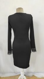 Kadın Uzun Kollu Bisiklet Yaka önden Dantel Ve Yırtmaç Detaylı Dalgıç Elbise - Görsel 7