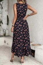 Kadın Beli Gipeli Etnik Desen Sıfır Kol Süprem Elbise - Görsel 3