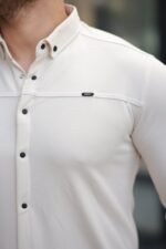 Erkek çıtçıt Düğmeli Dikiş Detaylı Uzun Kollu Gömlek - Görsel 3