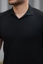 Erkek Yakalı Waffle Dokulu Kısa Kollu Tişört - Görsel 3