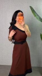 Kadın Tek Omuz Fiyonk Detaylı Midi Boy Elbise