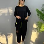 Kadın Iki Iplik Viskon Pamuk Kumaş Arma Detaylı Ikili Takım