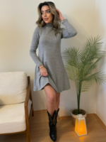 Kadın Uzun Kollu Balıkçı Yaka Salaş Kusa Akrilik Elbise - Görsel 8