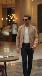 Erkek Scuba Süet Kumaş Bomber Hırka - Görsel 2