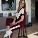 Kadın Kısa Kollu V Yakalı çift Renkli Viskon Iki Iplik Ikili Bluz Ve Pantolon Takım