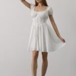 Beli Korseli Mini Elbise - Beyaz