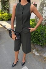 Midi Şortlu Ve Yelekli Viscon Takım 10167 - Görsel 3