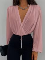 Kadın Uzun Kollu Kruvaze Yaka Sandy Bluz - Görsel 2